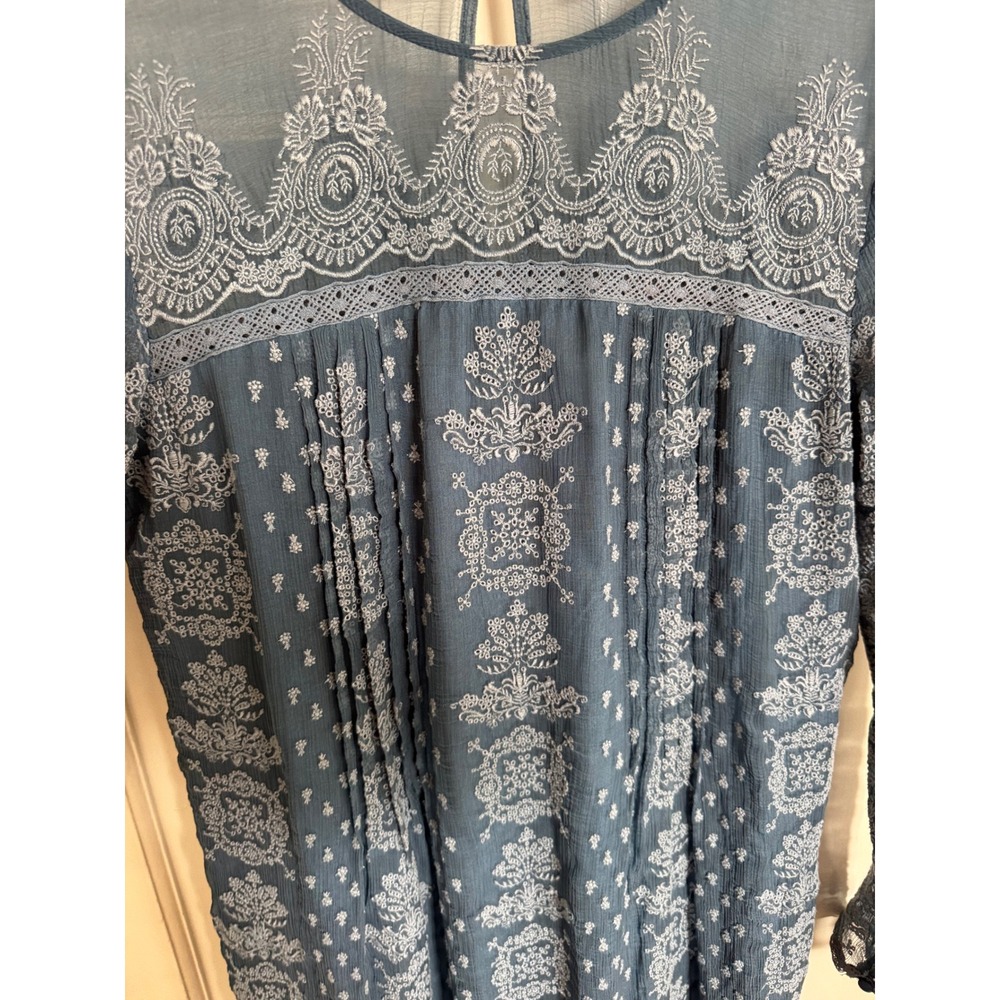 Sundance blue lace‎ embroidered long sleeve dress size medium - Picture 4 of 9